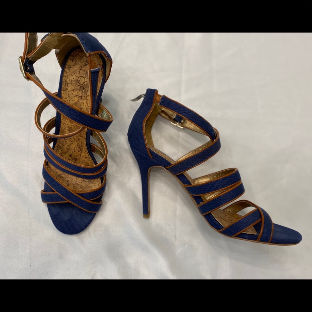 LOFT denim strappy heels